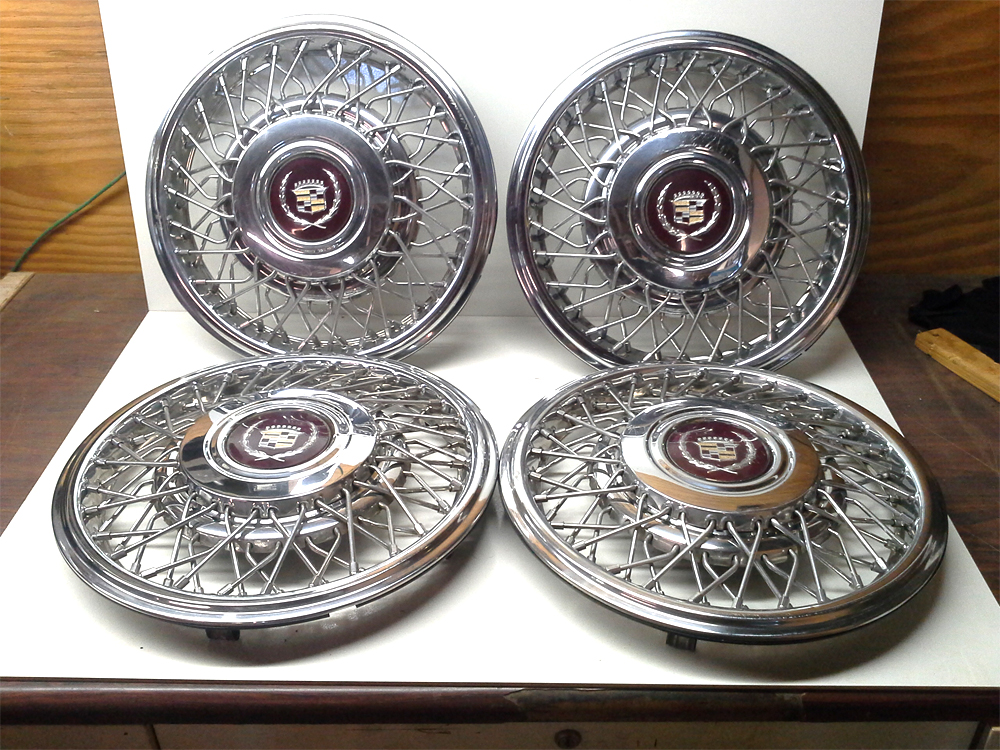 (image for) 1990 COUPE DEVILLE WIRE WHEEL COVER HUB CAPS - SET OF 4